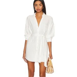 L*SPACE Lightweight Shirt Dress Beach Cover Up in Cream Womens Size M / L